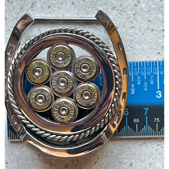 Handmade Stainless Steel Gun Shells Belt Buckle With Western .38 Special Casings - Picture 6 of 6
